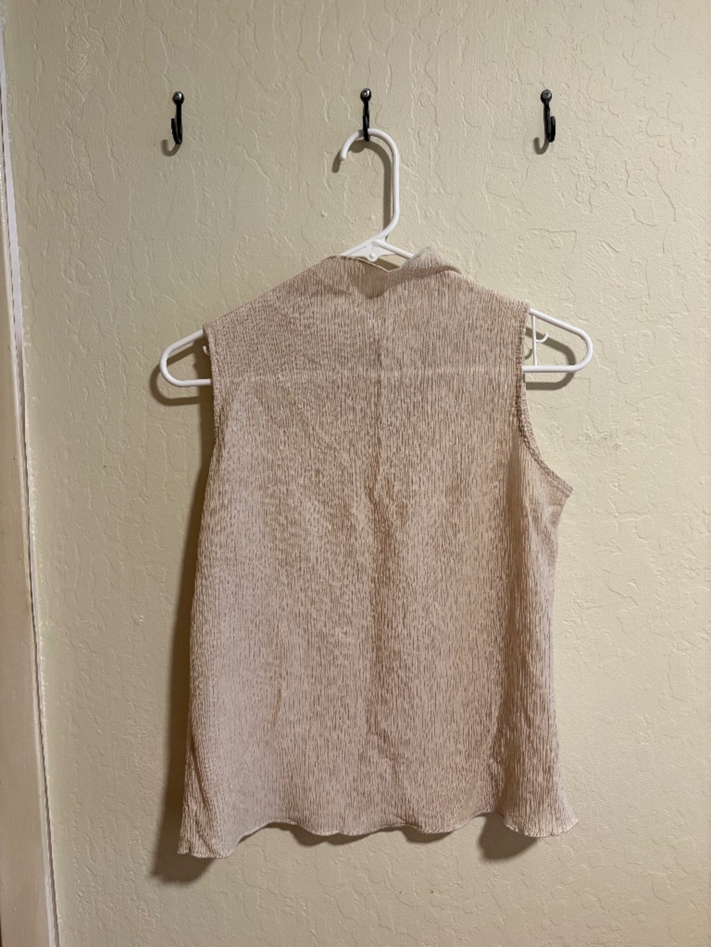Everlane Textured Sleeveless Mock Neck Top with Button Detail